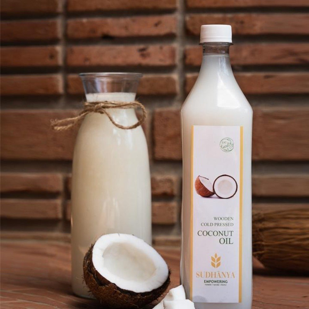 1000ml Sudhanya Organic Wooden Cold Pressed Coconut Oil img