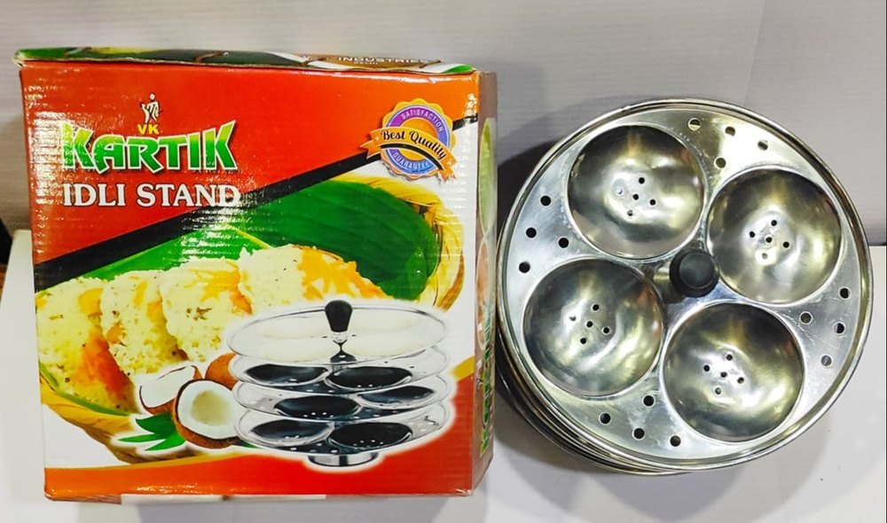 V.K Kartik Manual Round Stainless Steel Idli Stand, For Home, 4