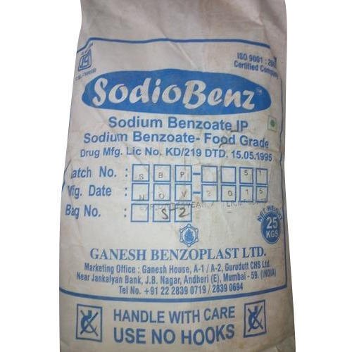 Ganesh Sodium Benzoate, For Food Preservation, Packaging Size: 25 Kg