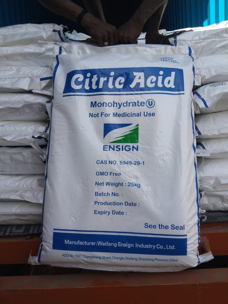 Citric Acid Monohydrate, For Water Treatment/ Industrial, Packaging Size: 25 kg