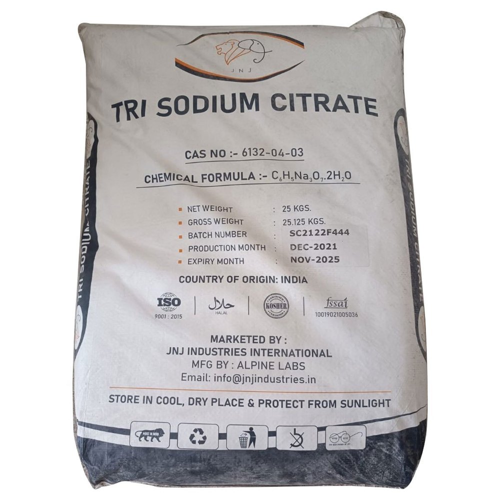 25kg Trisodium Citrate, For Industries, Packaging Type: Bag