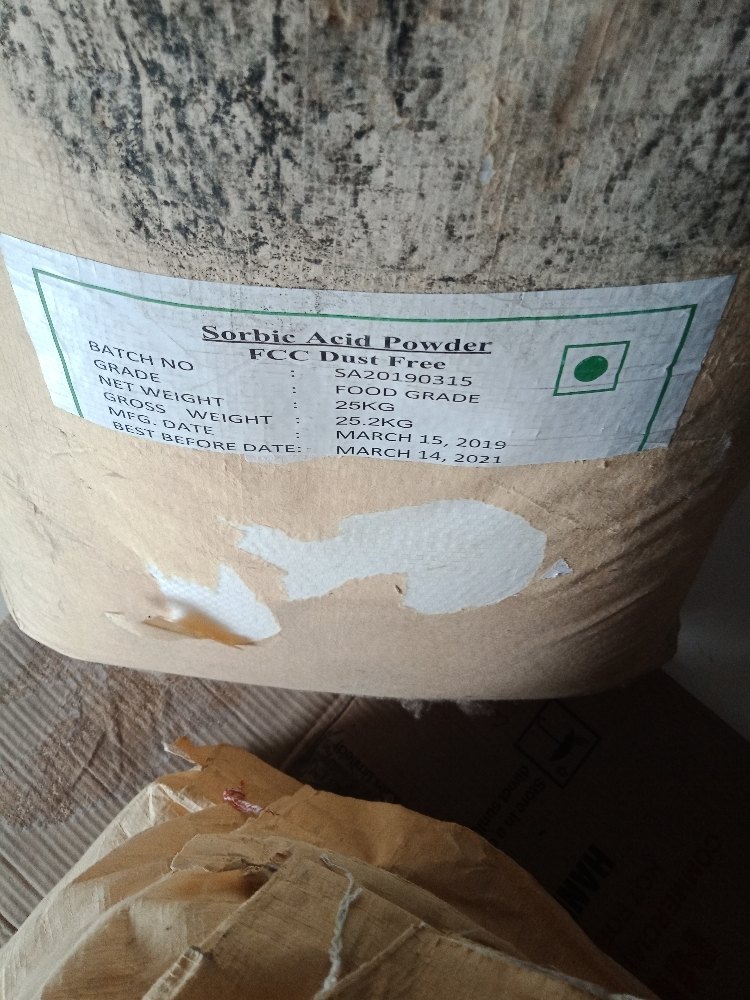 Food Grade Powder Sorbic Acid, For Commerical, Packaging Size: 25 kg