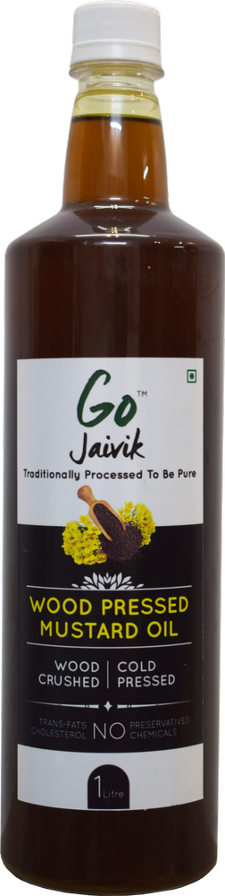 Go Jaivik Prevent Diabetes Wood Pressed Mustard Oil, Packaging Size: 1 Litre img