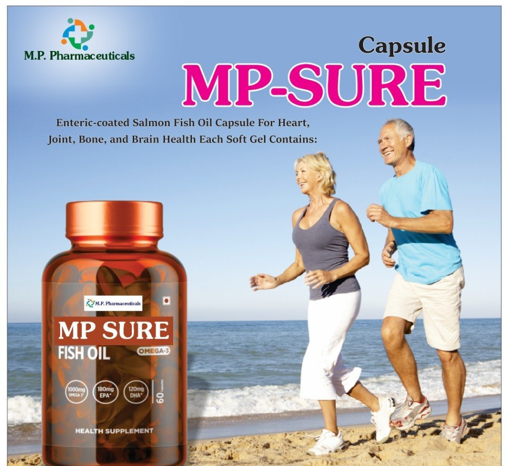 MP SURE Omega 3 Fish Oil For A Healthy Heart, Packaging Type: Plastic Bottle, Packaging Size: 60 PC Jar