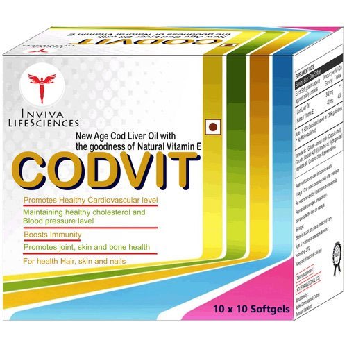 CODVIT Cod Liver Oil Vitamin E, Packaging Size: 10x10 Alu-pvc Blister