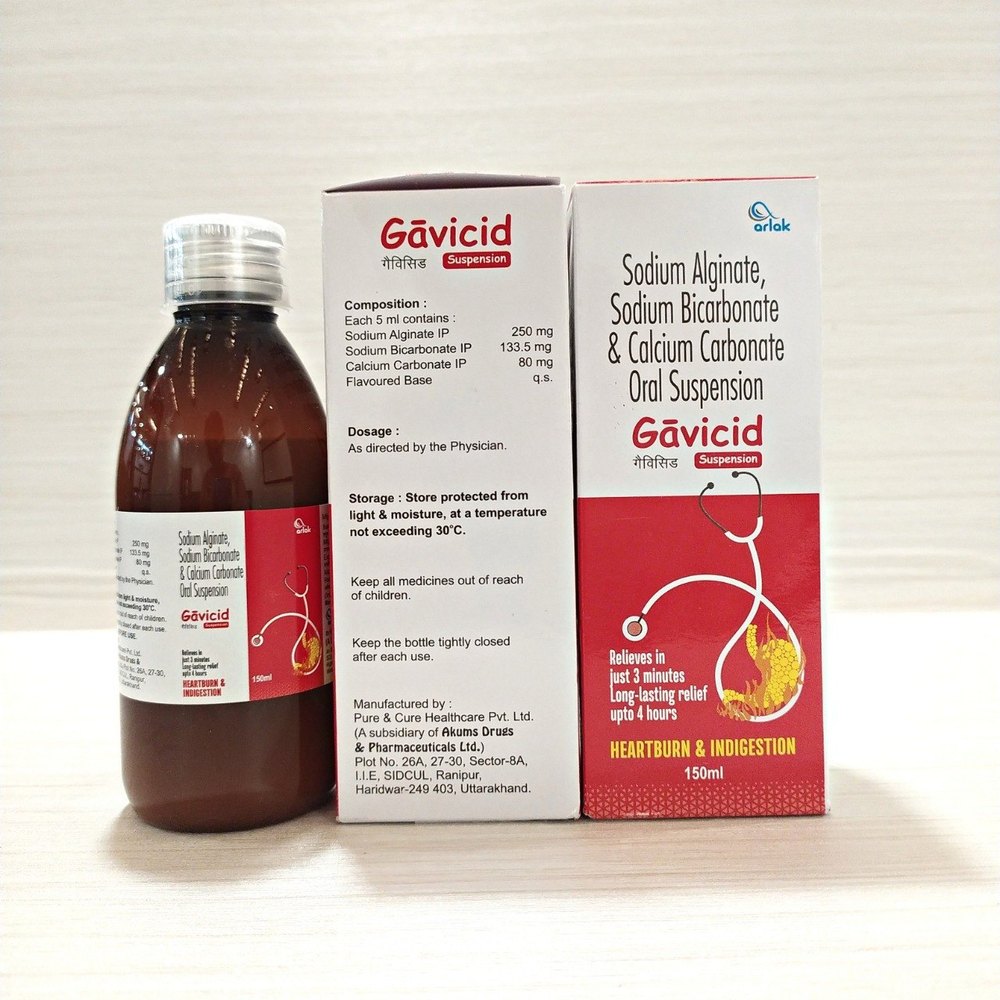 GAVICID SUSP-SODIUM ALGINATE+SODIUM BICARBONATE+CALCIUM CARBONATE 80MG, 150ML