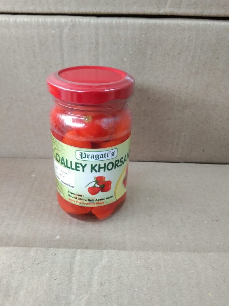 Transparent Round chilli with veneger Dalle Venegar, Cartoons, Packaging Size: 200gm