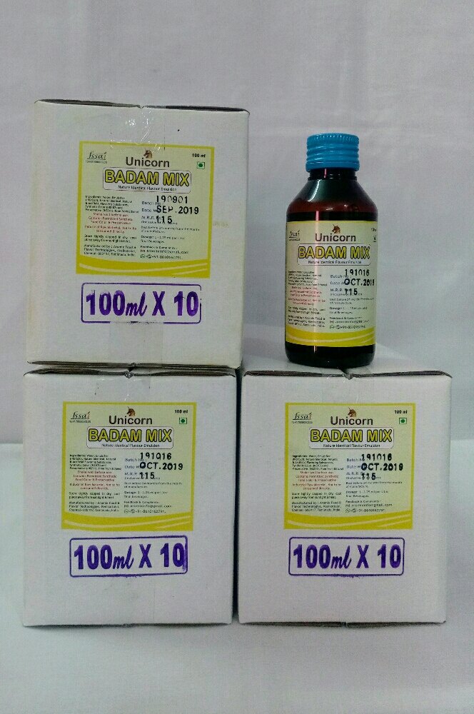 Liquid Yellow Badam Mix / Almond Mix Flavor, Packaging Type: Bottle