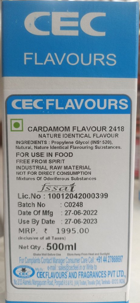 Natural Identical Cardamom Flavour, For Food Industry, Packaging Size: 500ml img