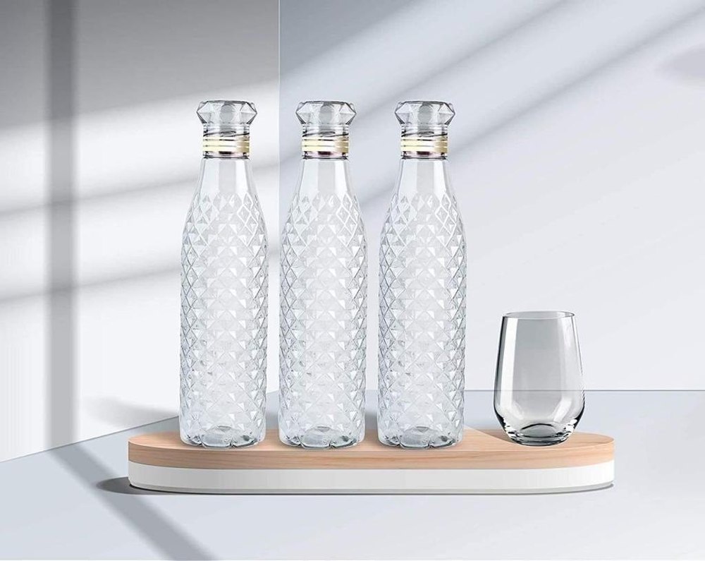 Crystal Clear Diamond Bottle Water Bottle 1 litter, Plastic Fridge Water Bottle