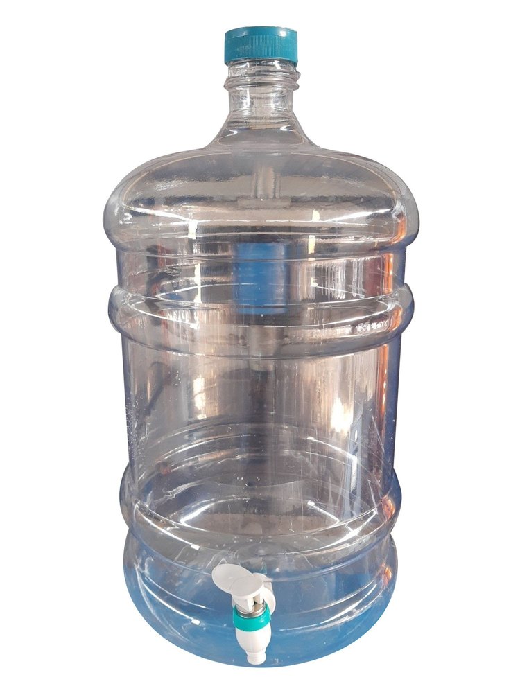 Blue (Cap Color) 20 Litre Transparent Plastic Mineral Water Jar