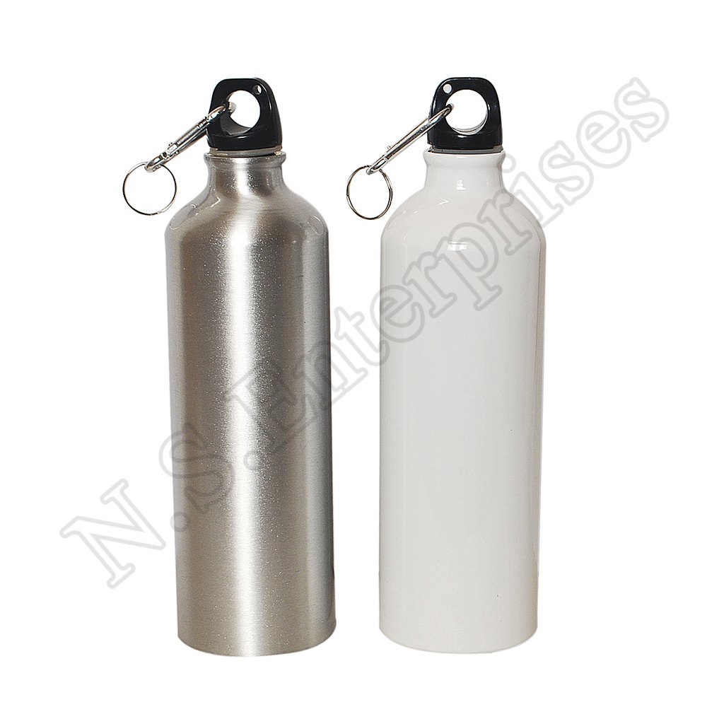 Aluminium White And Silver 750 Ml Single Sipper Bottle