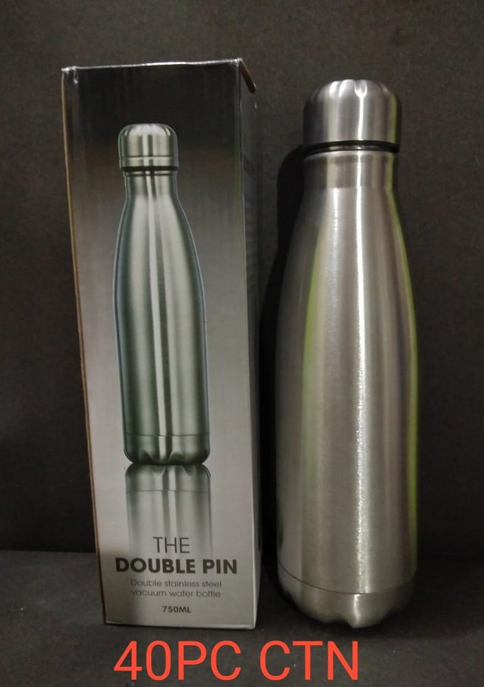 Polished Silver Stainless Steel Water Bottle, Screw Cap, Capacity: 750 ml