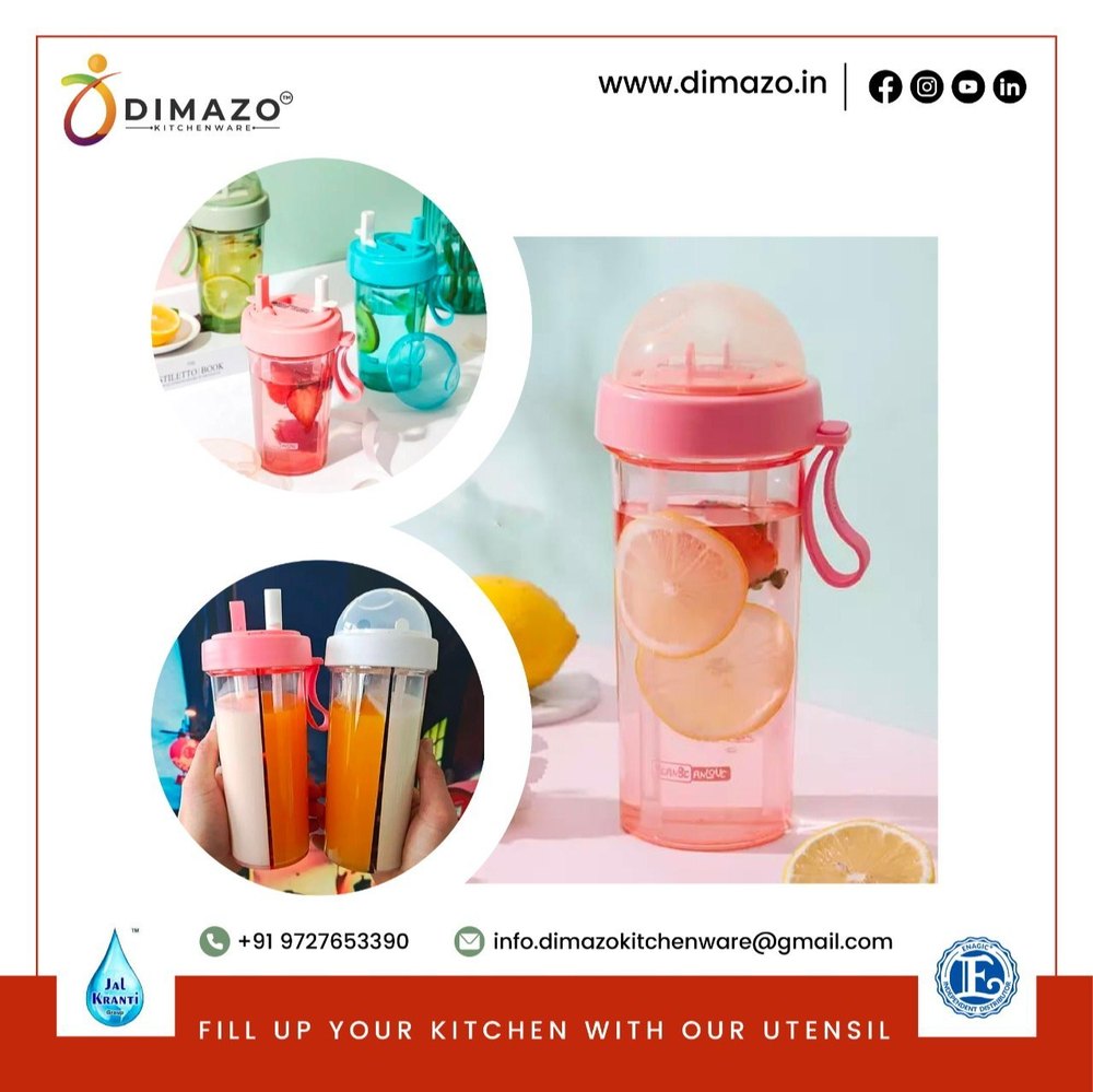 Dimazo Kitchenware Dual-Use Straw Bottle, Shaker Bottle, 420 Ml Bottle