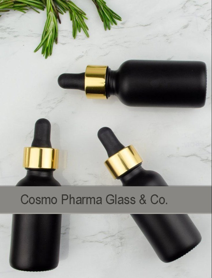 Black Or White Frosted Glass Bottle, 18mm Dropper, Size: 30ml