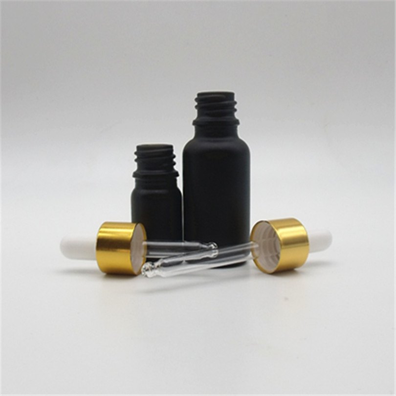 10Ml Amber Forested Glass Bottle with Golden Dropper