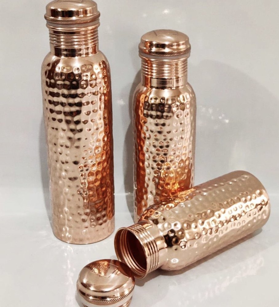 M.S ENTERPRISES Standard Diwali Gift Copper Water Bottle With Hammered, Capacity: 950ml, Round