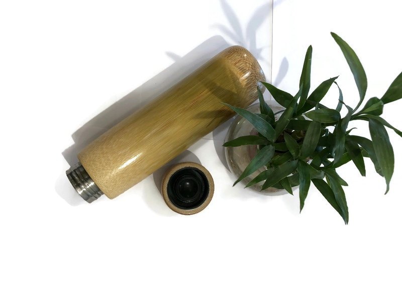 Eco-Friendly Glossy Bamboo Stainless Steel Water Bottle