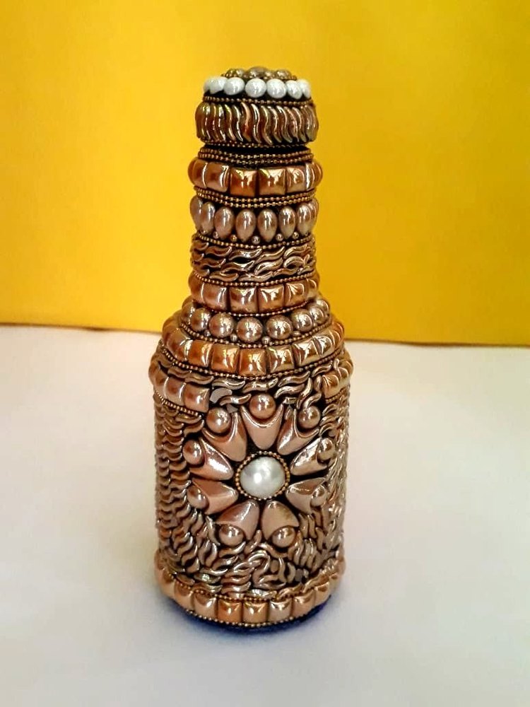 Stone Work Brass Bottle, Size/Dimension: 6 Inch