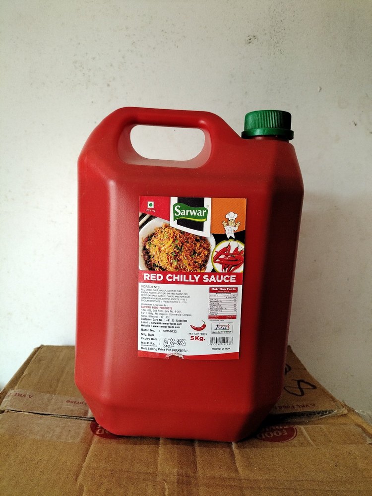 Sarwar red chilly sauce 5 kg, Packaging Type: Can