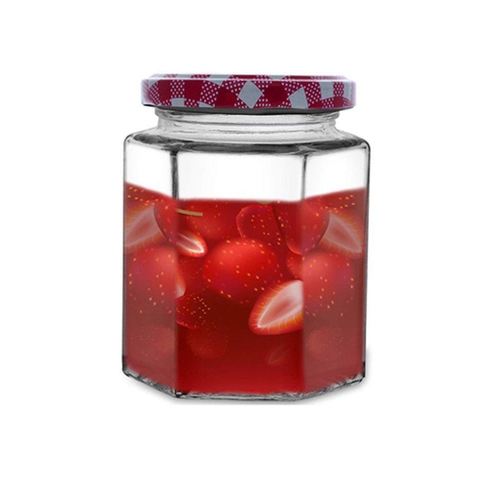 Croco Hexagon Glass Jar and Container With Rust Proof Air Tight Strip Lid