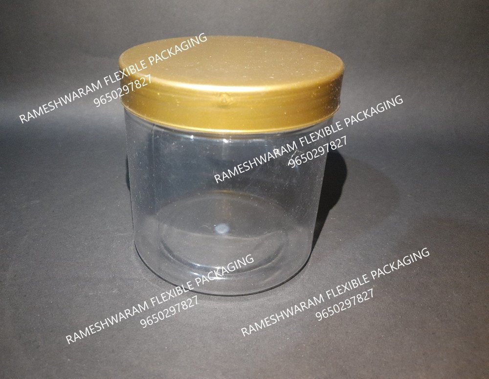 Golden ( Cap) Round 700ml PET Jar For Cookies, Namkeen, And Dry Fruits, For Bakery, Size: 4inch (96mm Diameter)