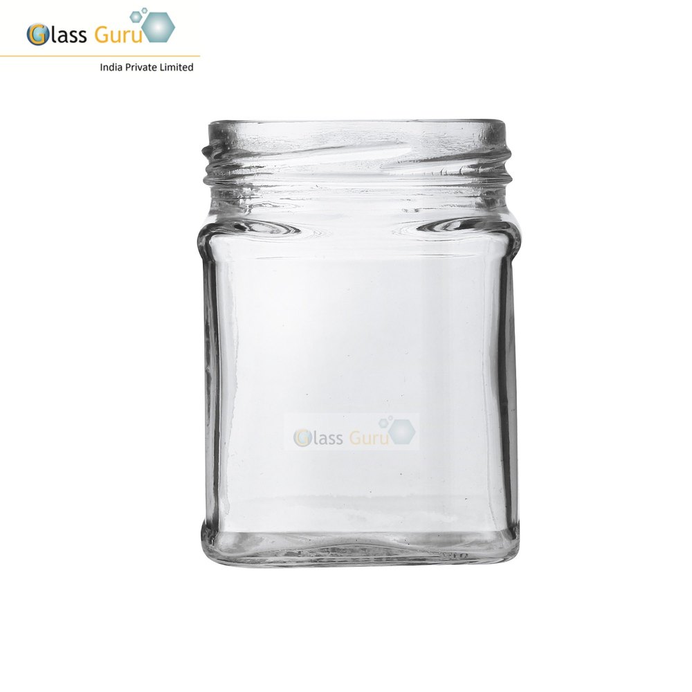 GGI Transparent 200ML Ghee/Jam Glass ITC Square Lug Jar