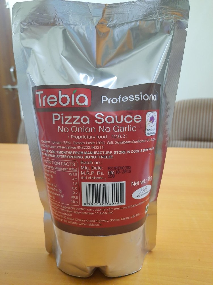 Trebia Tangy Flavour Pizza Sauce No. Onion No. Garlic, Packaging Size: 1 Kg Self Standing Pouch