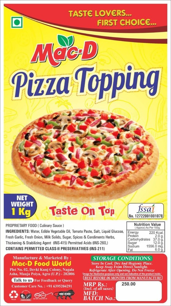 Red Pizza Topping Sauce, Packaging Type: Pouch, Packaging Size: 1 Kg img