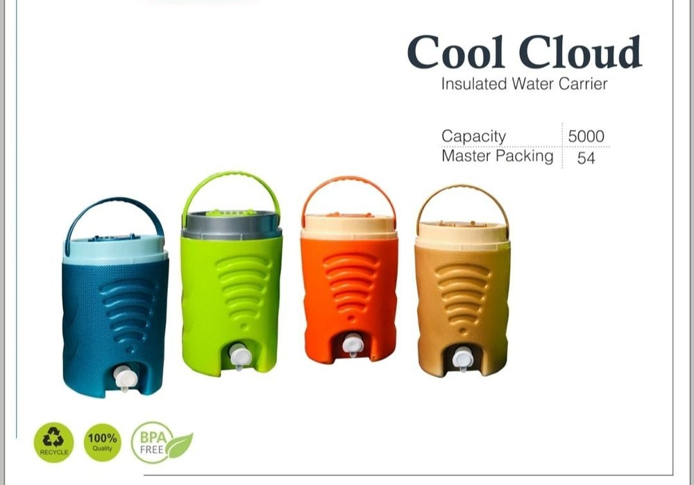 Plastic Cool Cloud 5 Liter Insulated Water Jug, Capacity: 4 Ltr