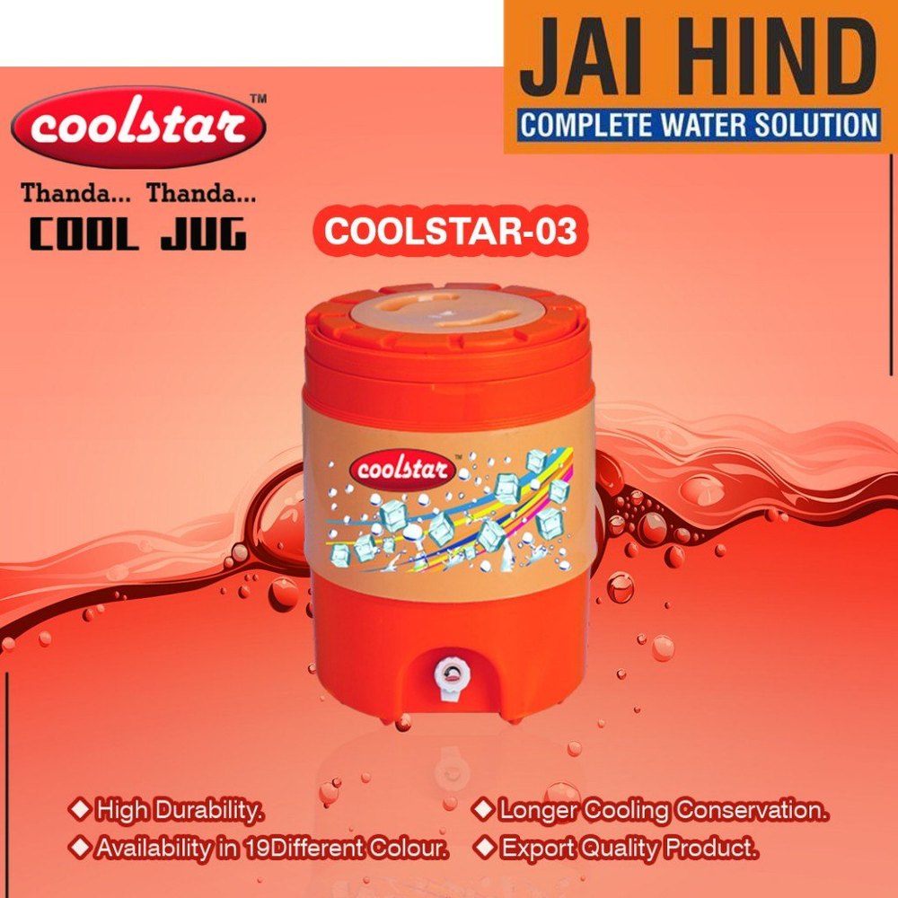 Blue Plastic Drinking Water Coolers Jug, Cold Time: 40, Model Name/Number: Jaihind