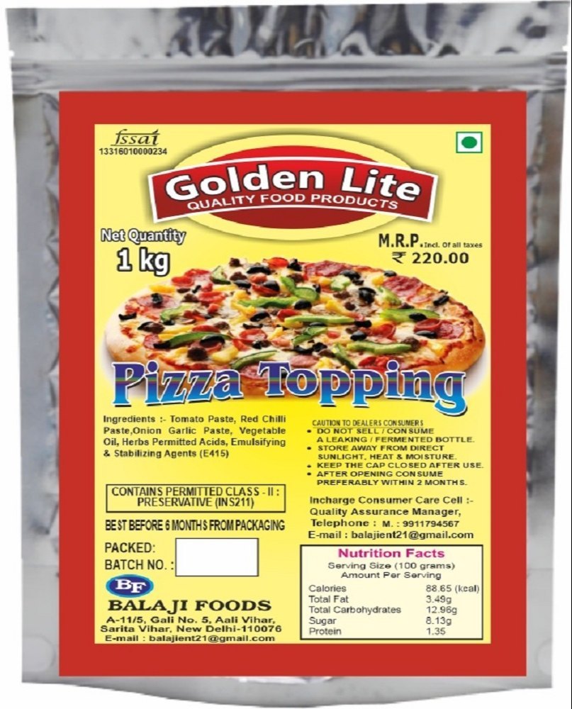 Golden Lite Pizza Topping, Packaging Size: 1 kg