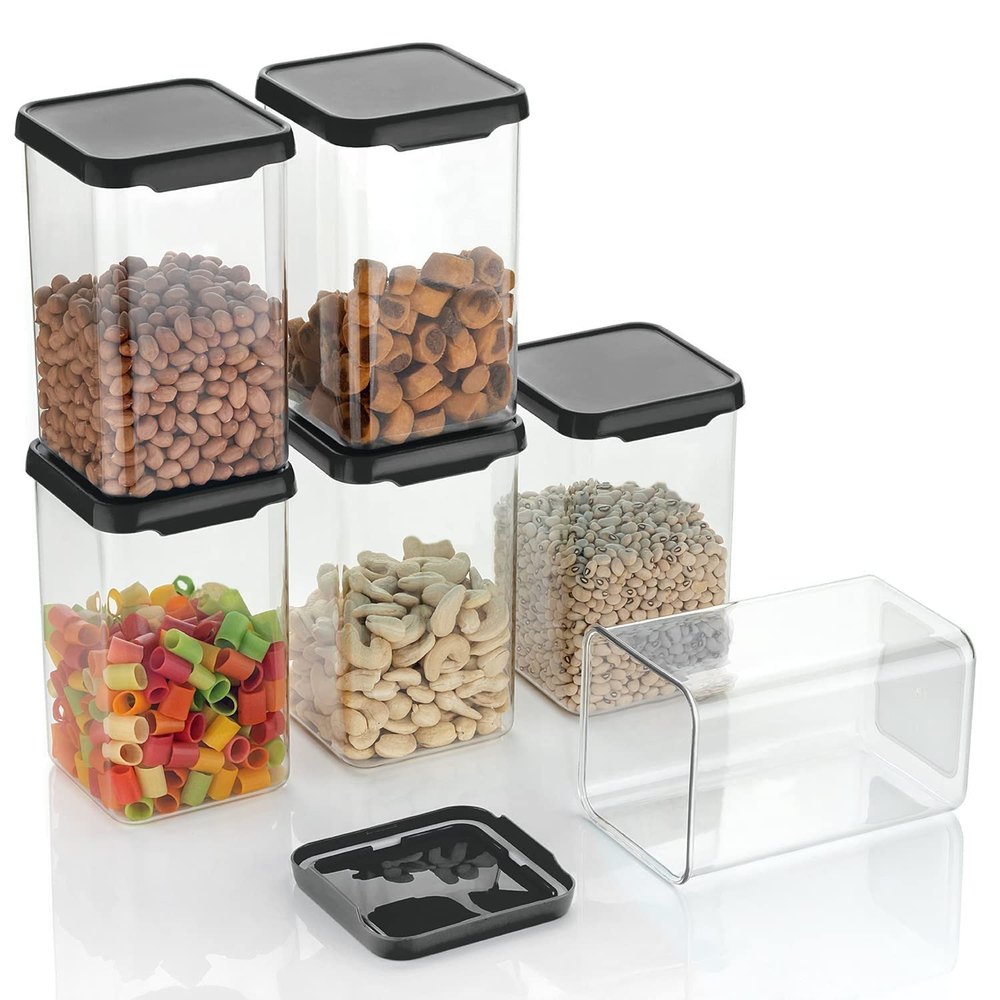 Transparent 1100 ml Plastic Storage Containers, For Kitchen, Square