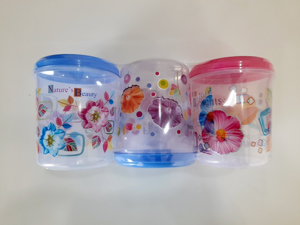 Round Plastic Transparent 750ml Storage Container (Plain, Printed)