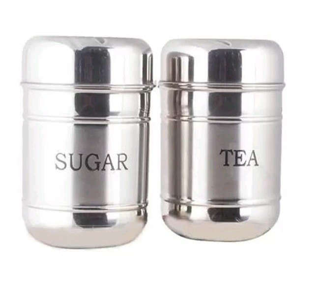 Stainless Steel TEA & SUGAR CONTAINER, Round