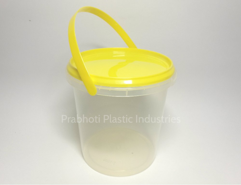 Edible & Non-Edible Circular Thin Wall Plastic Containers with Handle, For Tamper Proof Container, Capacity: 500, 750 & 1000ml