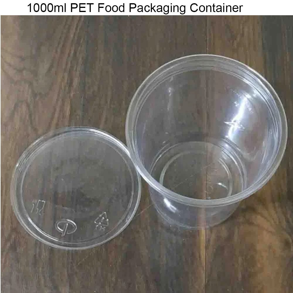 Transparent Round 1000ml PET Food Packaging Container, Disposable