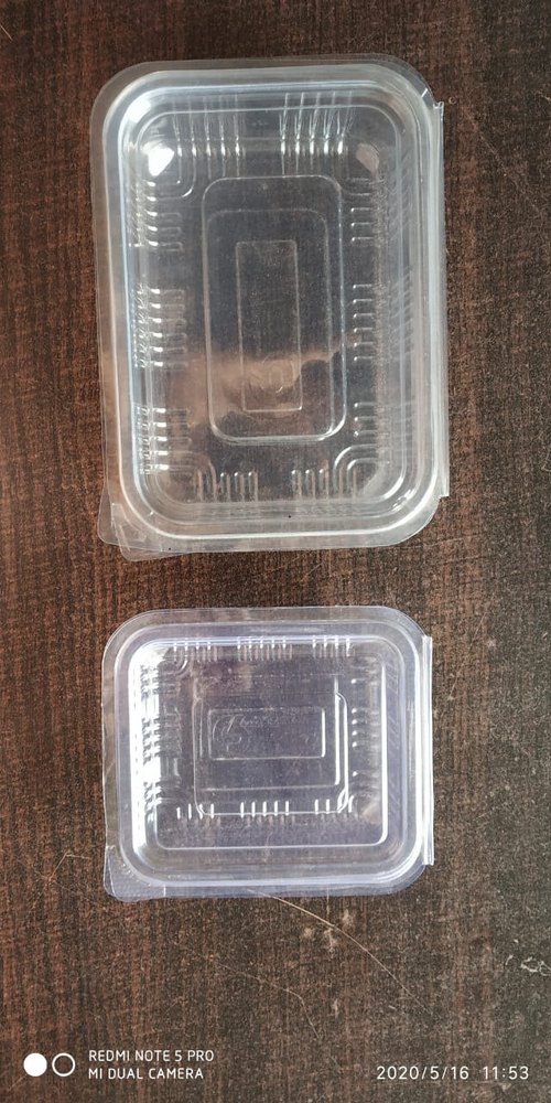 Rectangular Transparent 200ml & 600ml food containers, Capacity: 200gm To 600gm