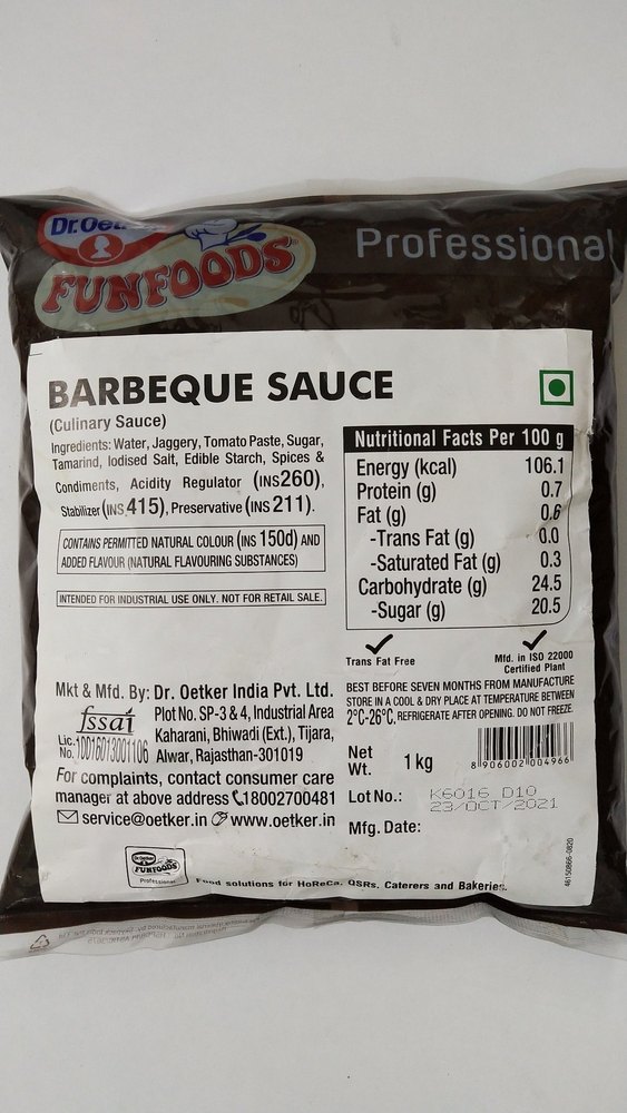 Funfood Barbeque Sauce, Packaging Type: Pouch, Packaging Size: 1Kg
