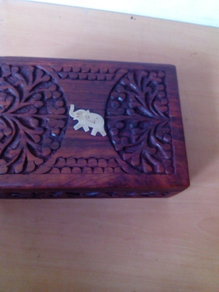 Single Elephant Wooden Tea Box