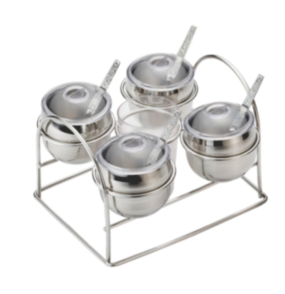 Silver Stainless Steel Pickle Container Set, Rectangular, Capacity: 150 ml