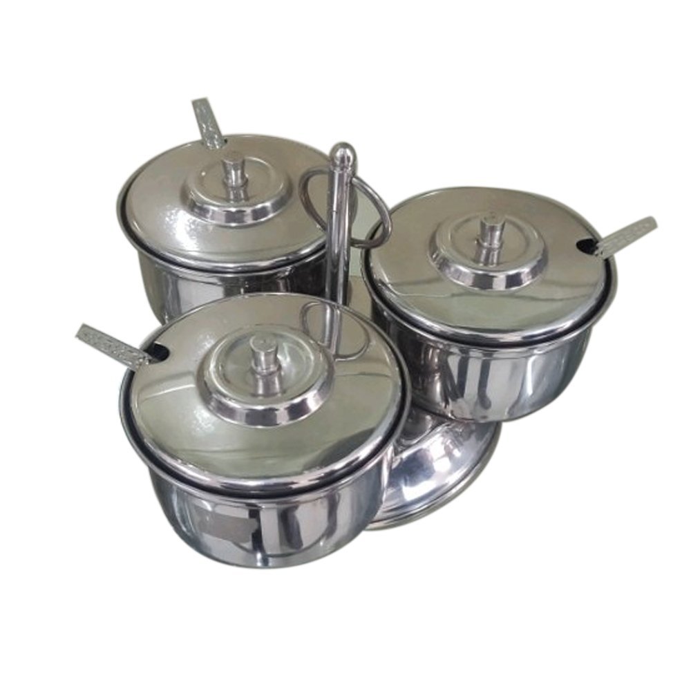 Silver Mirror Polish Stainless Steel Pickle Jar Set, For Hotel, Capacity: 400 G (each Box)