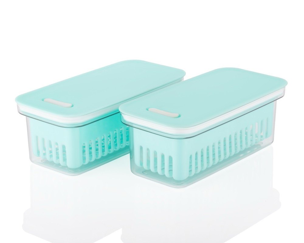 Sky Blue Plastic Air Tight Freezer Storage Container, Rectangular, Capacity: 1000 ml