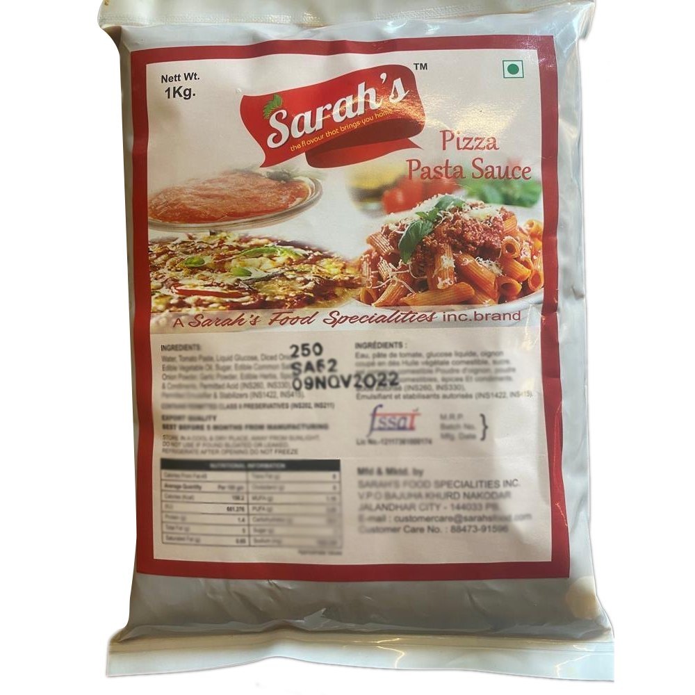Sarah\'s Pizza Pasta Sauce, Packaging Type: Pouch, Packaging Size: 1kg
