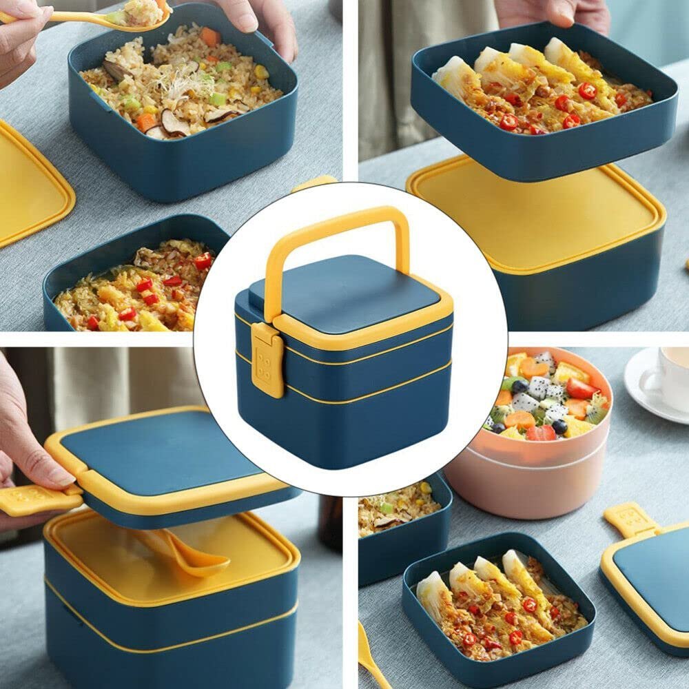 Plastic 2 Layer Bento Box for Kids and Adults, Capacity: 480gr