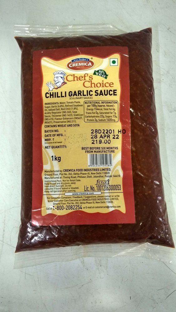 Cremica Chilli Garlic Sauce, Packaging Type: Packet, Packaging Size: 1 Kg img