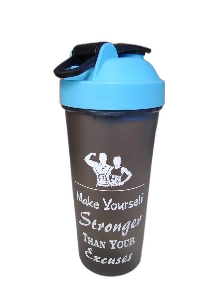 Sipper Blue And Black Plastic Matte Sports Water Bottle, Capacity: 600ml