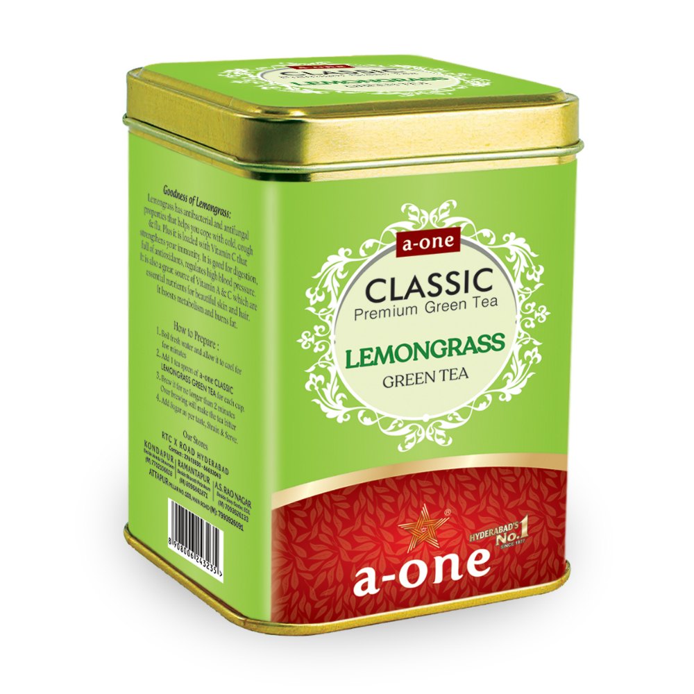 A-ONE LEMONGRASS GREEN TEA (100g TIN), For Home, 100 Gms