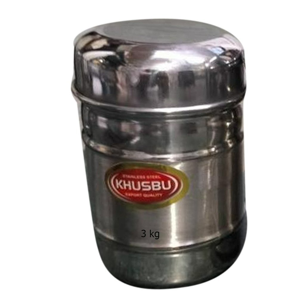 Khusbu 3 Kg Stainless Steel Polished Sugar Canister, For Kitchen