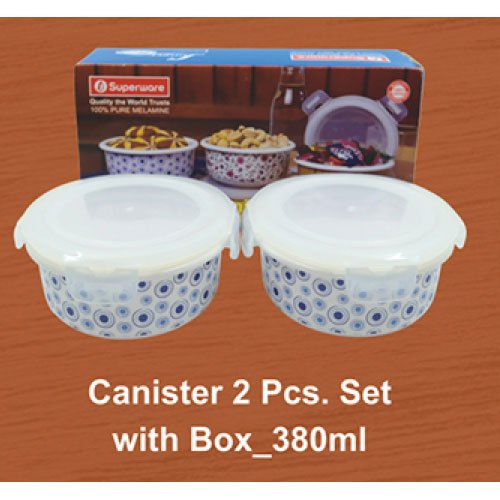 2 Pcs 380 ml Melamine Airtight Canister, For Home, Packaging Type: Box